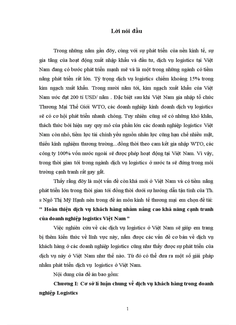 image for page Hoàn thiện dịch vụ khách hàng nhằm nâng cao khả năng cạnh tranh của doanh nghiệp logistics Việt Nam