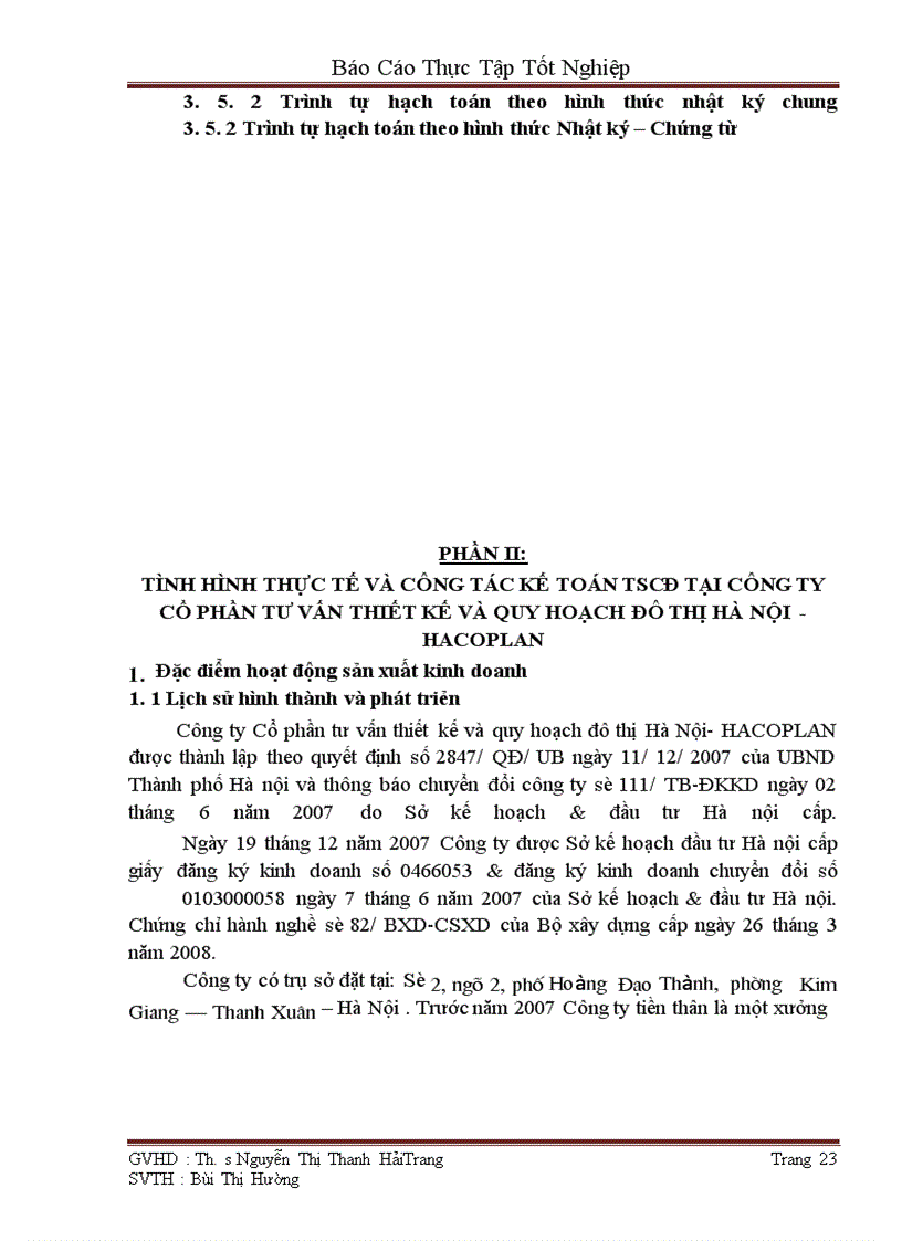 image for page Hoàn thiện công tác kế toán TSCĐ tại Công ty Cổ phần tư vấn thiết kế và quy hoạch đô thị Hà Nội-HACOPLAN