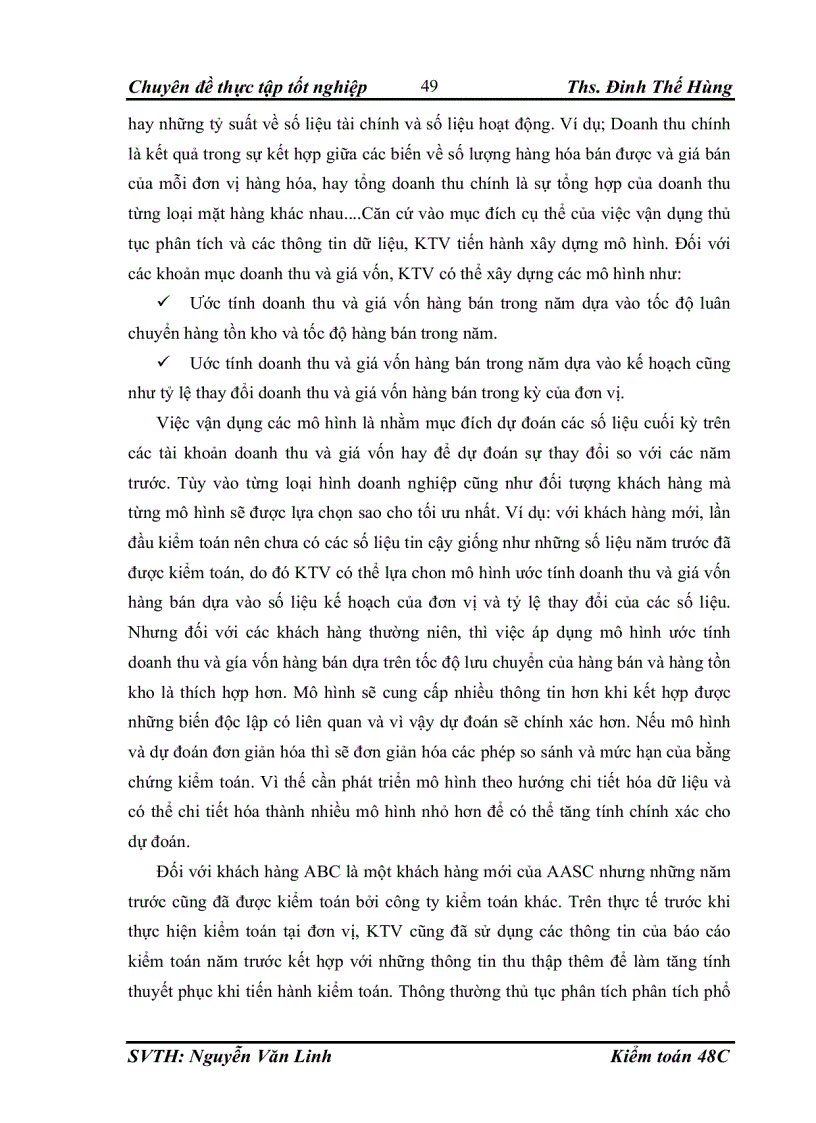 image for page Hoàn thiện thủ tục phân tích trong kiểm toán khoản mục doanh thu và giá vốn hàng bán trong kiểm toán báo cáo tài chính do công ty TNHH Dịch vụ Tư vấn Tài chính Kế toán và Kiểm toán AASC thực hiện