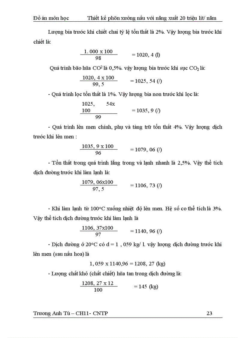 image for page Môn học Thiết kế phân xưởng nấu với năng xuất 20 triệu lít/ năm