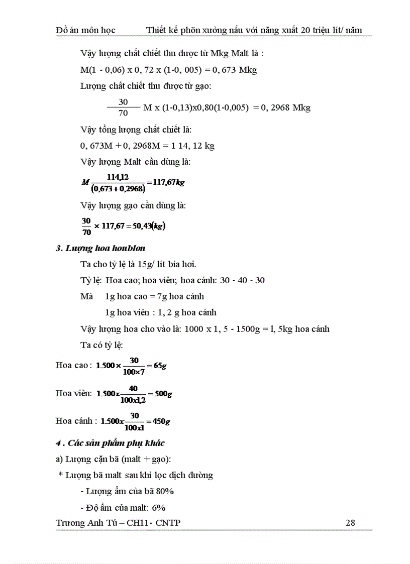 image for page Môn học Thiết kế phân xưởng nấu với năng xuất 20 triệu lít/ năm