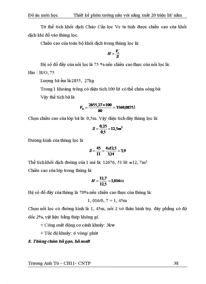 image for page Môn học Thiết kế phân xưởng nấu với năng xuất 20 triệu lít/ năm