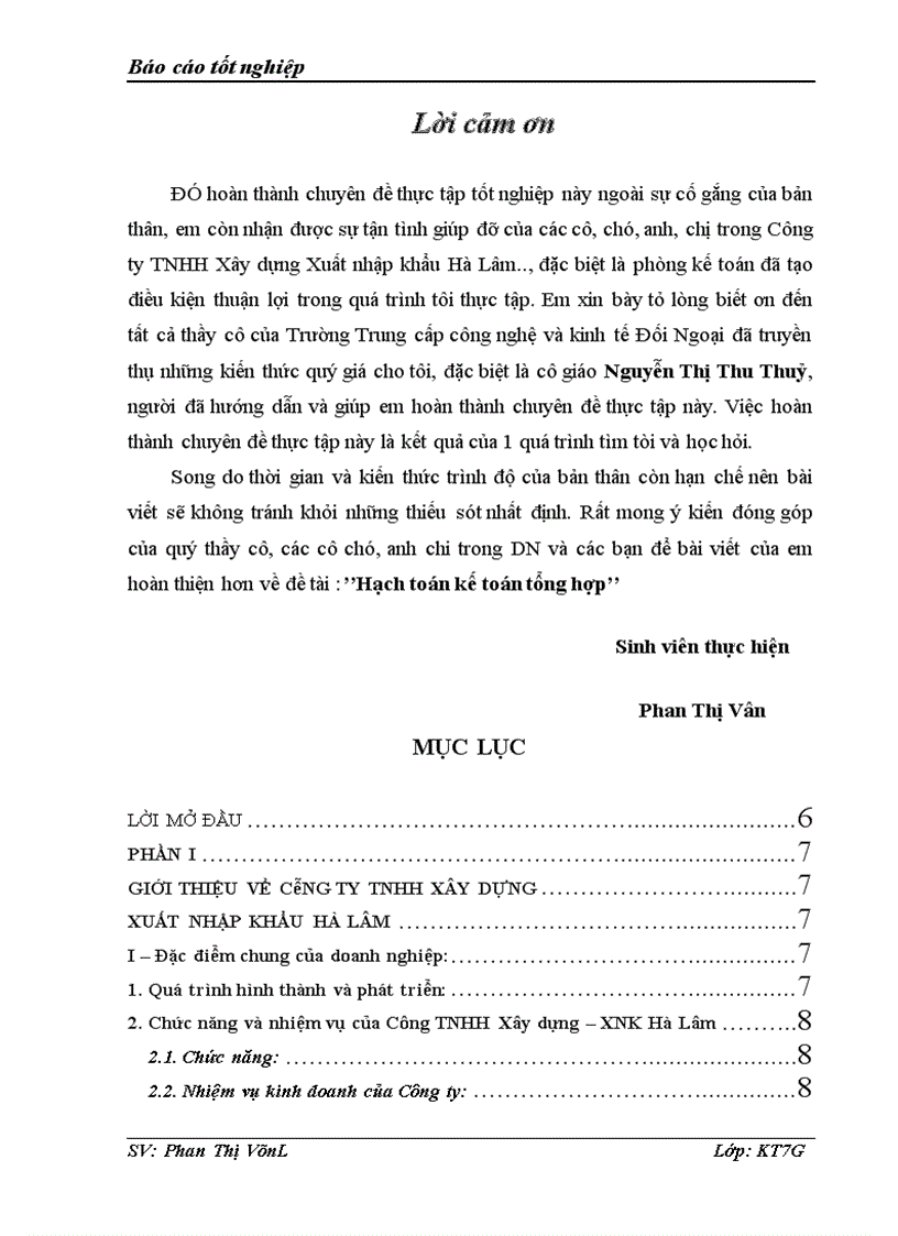 image for page Thực trạng công tác hạch toán kế toán tổng hợp tại Công ty TNHH Xây dựng-XNK Hà Lâm