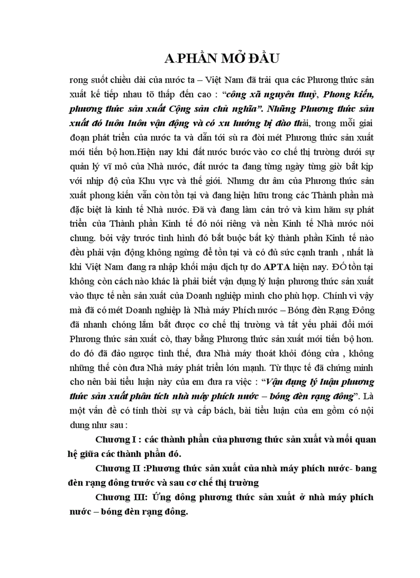 image for page Phương thức sản xuất của nhà máy phích nước- bang đèn rạng đông trước và sau cơ chế thị trường