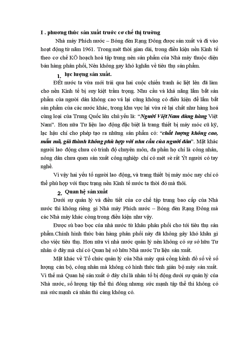 image for page Phương thức sản xuất của nhà máy phích nước- bang đèn rạng đông trước và sau cơ chế thị trường