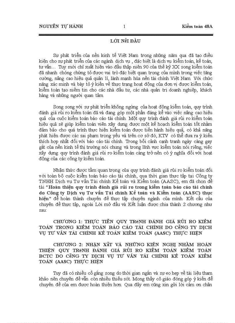 image for page Hoàn thiện quy trình đánh giá rủi ro trong kiểm toán báo cáo tài chính do Công ty Dịch vụ Tư vấn Tài chính Kế toán và Kiểm toán (AASC) thực hiện