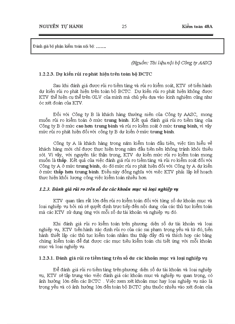 image for page Hoàn thiện quy trình đánh giá rủi ro trong kiểm toán báo cáo tài chính do Công ty Dịch vụ Tư vấn Tài chính Kế toán và Kiểm toán (AASC) thực hiện