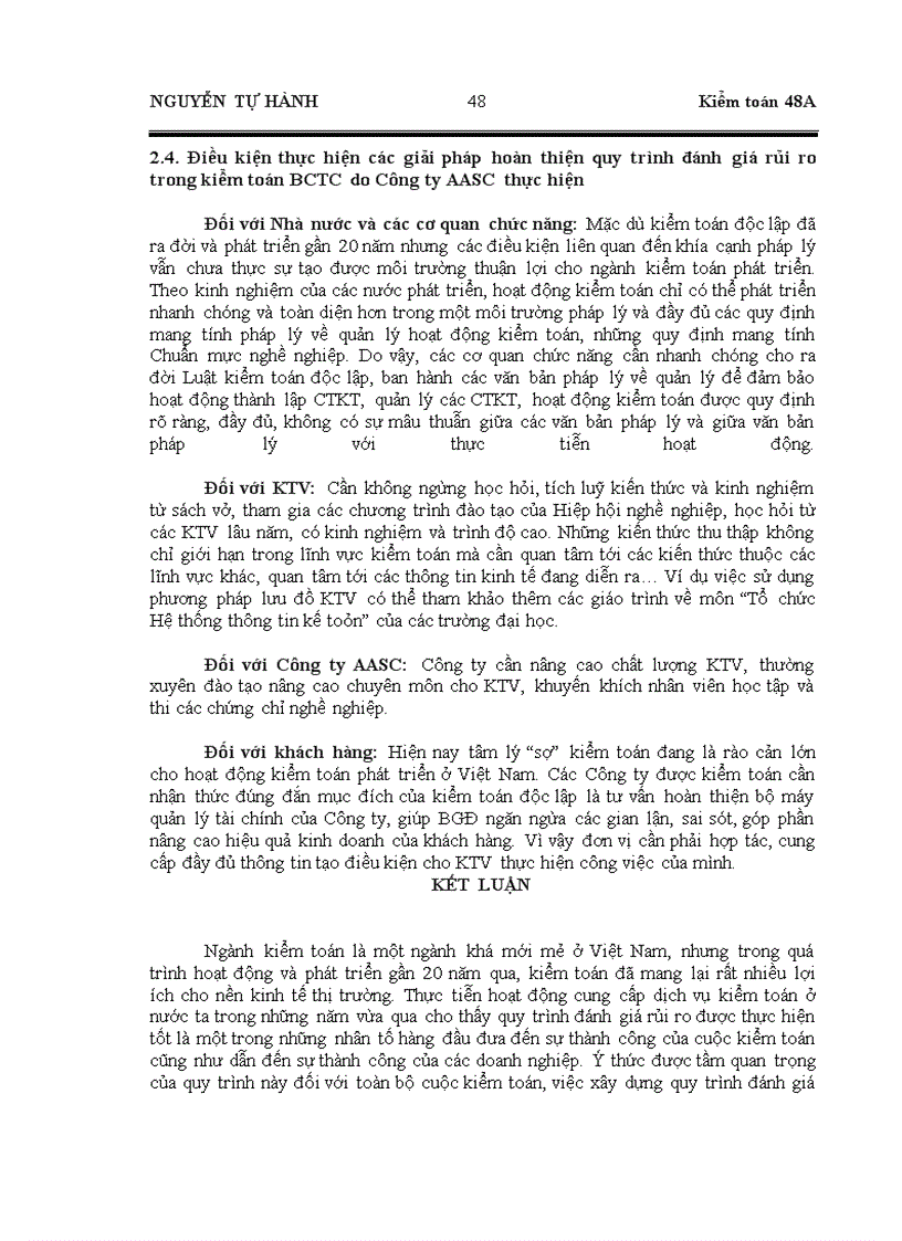 image for page Hoàn thiện quy trình đánh giá rủi ro trong kiểm toán báo cáo tài chính do Công ty Dịch vụ Tư vấn Tài chính Kế toán và Kiểm toán (AASC) thực hiện