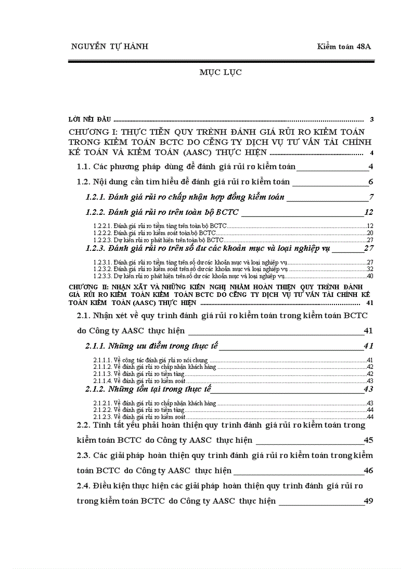 image for page Hoàn thiện quy trình đánh giá rủi ro trong kiểm toán báo cáo tài chính do Công ty Dịch vụ Tư vấn Tài chính Kế toán và Kiểm toán (AASC) thực hiện