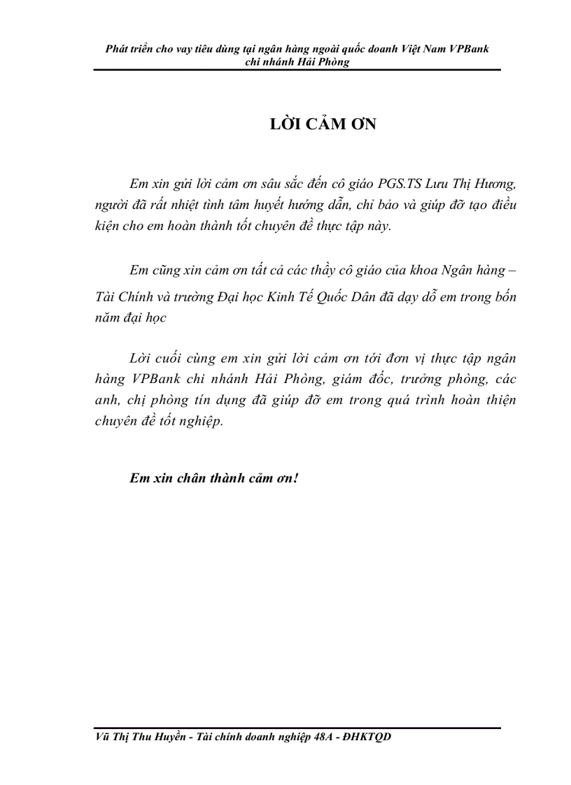 image for page Phát triển cho vay tiêu dùng tại ngân hàng ngoài quốc doanh Việt Nam VPBank chi nhánh Hải Phòng