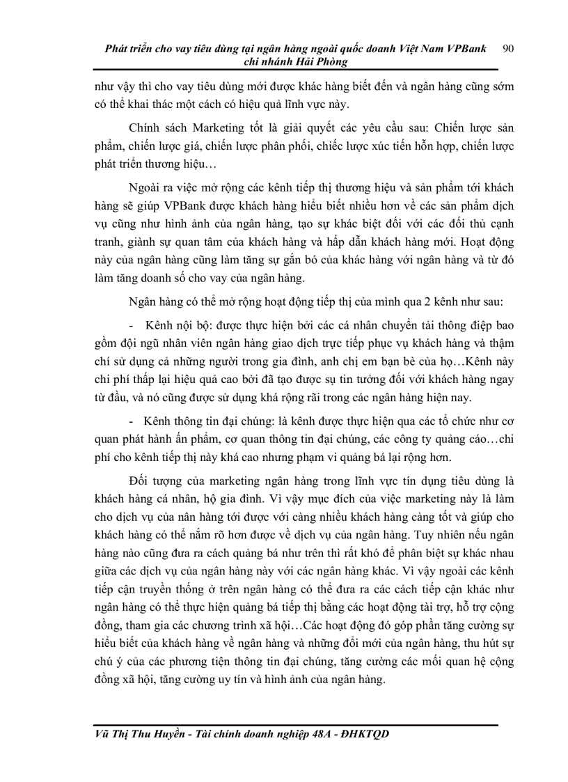 image for page Phát triển cho vay tiêu dùng tại ngân hàng ngoài quốc doanh Việt Nam VPBank chi nhánh Hải Phòng