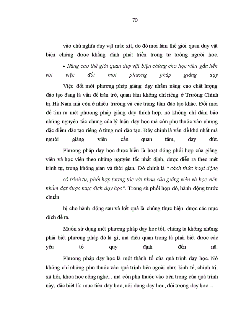 image for page Vấn đề bồi dưỡng thế giới quan duy vật biện chứng cho học viên ở Trường Chính trị Hà Nam