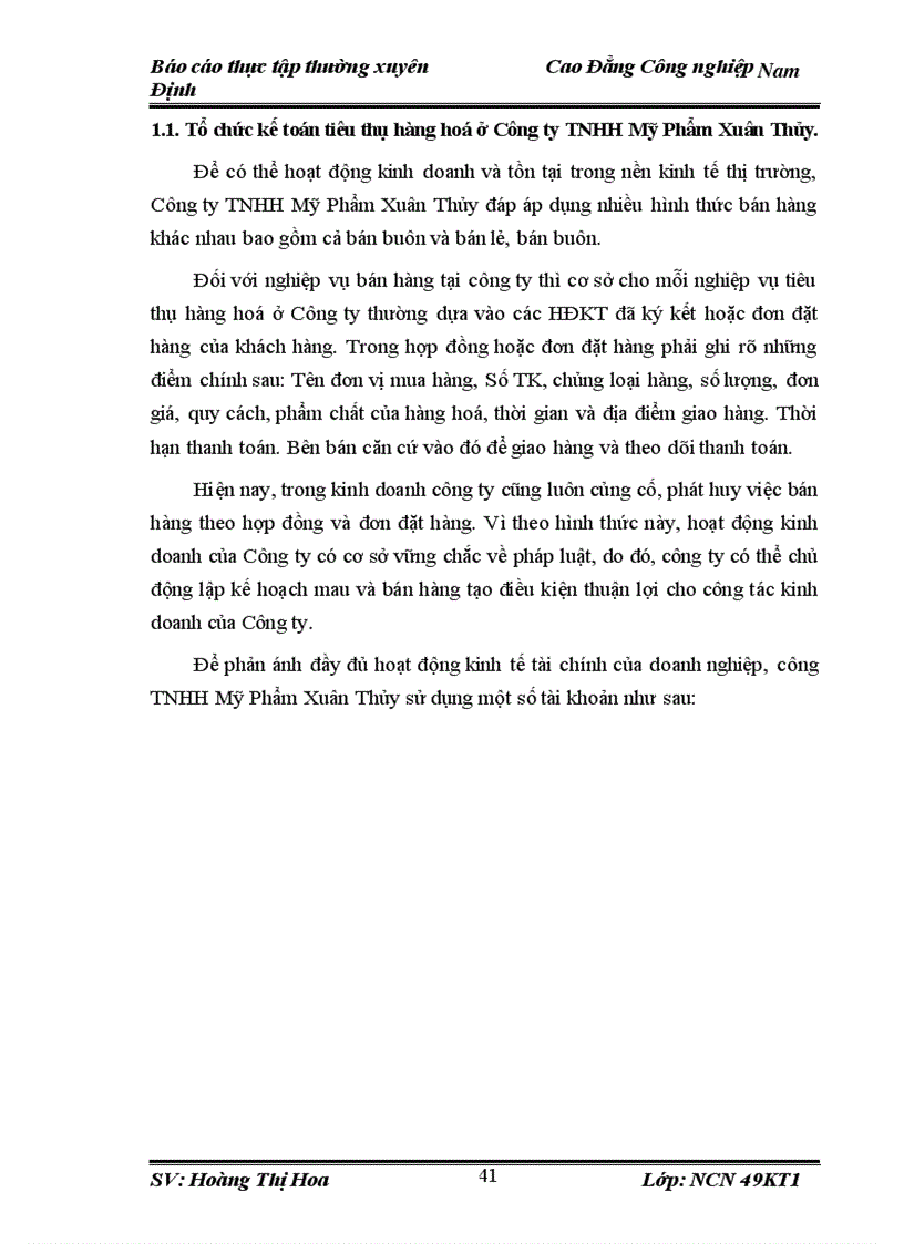 image for page Tổ chức kế toỏn bỏn hàng và xỏc định kết quả bỏn hàng tại Cụng ty TNHH Mỹ Phẩm xuõn thủy