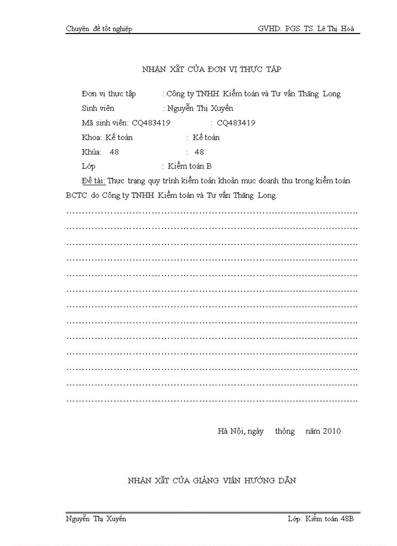 image for page Hoàn thiện quy trình kiểm toán khoản mục doanh thu trong kiểm toán báo cáo tài chính do Công ty TNHH Kiểm toán và Tư vấn Thăng Long