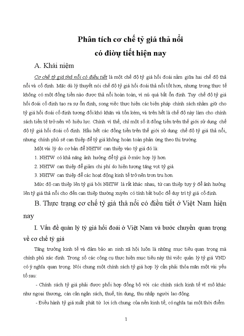 image for page Phân tích cơ chế tỷ giá thả nổi có điêù tiết hiện nay