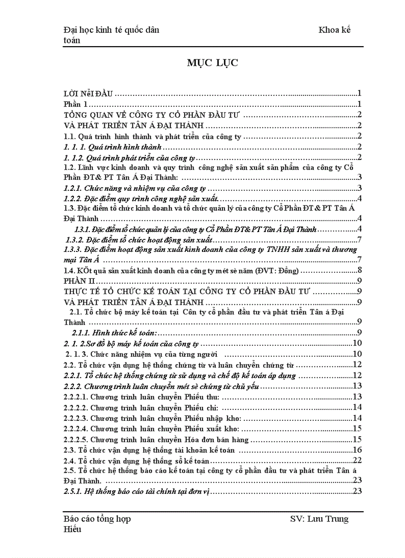 image for page Thực tế tổ chức công tác kế toán tại Công ty đầu tư và phát triển cổ phần Tân á Đại Thành