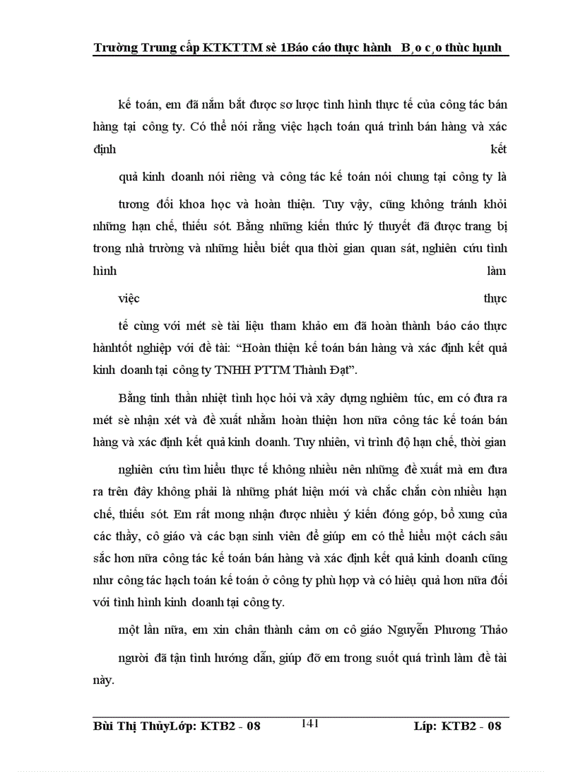 image for page Hoàn thiện kế toán bán hàng và xác định kết quả kinh doanh ở công ty TNHH PTTM Thành Đạt