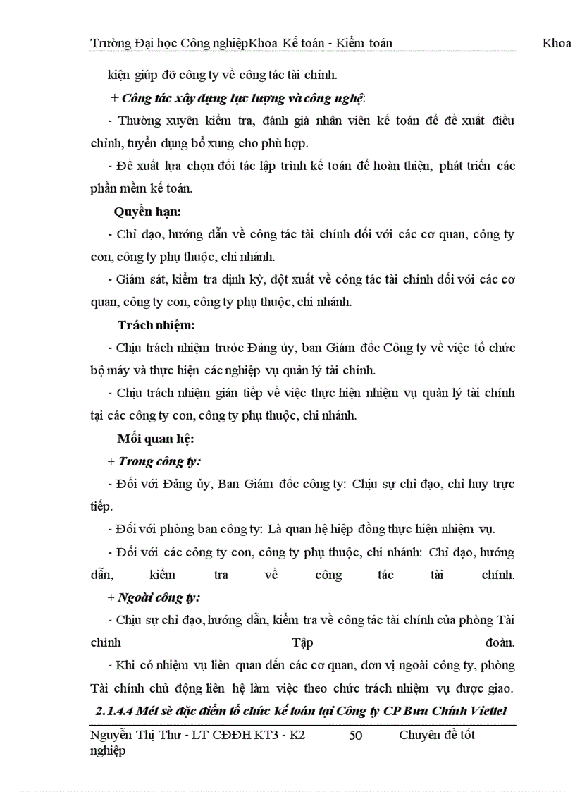 image for page Một số ý kiến đóng góp nhằm hoàn thiện công tác kế toán tại Công ty CP Bưu Chính Viettel