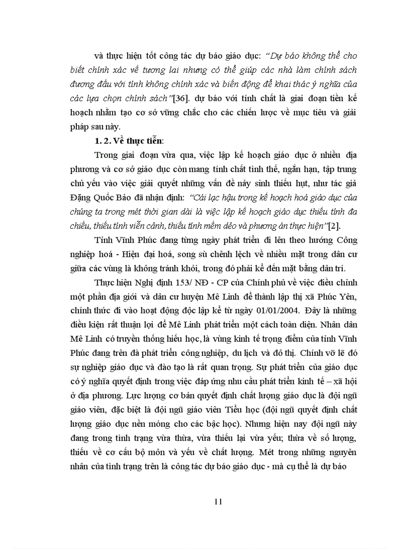 image for page Dự báo nhu cầu đội ngũ giáo viên Tiểu học huyện Mê Linh tỉnh Vĩnh Phúc đến năm 2015