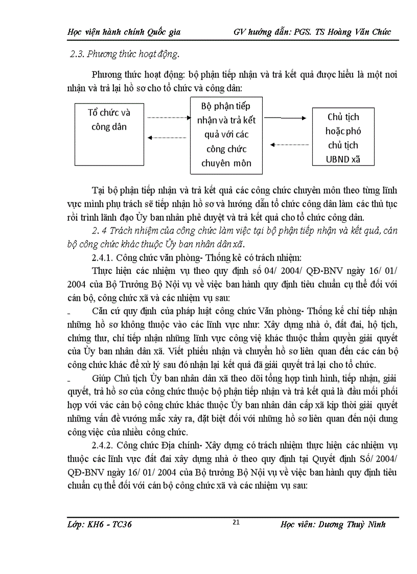 image for page Tổ chức và hoạt động trong việc giải quyết thủ tục hành chính của xã Nội Hoàng thời gian qua