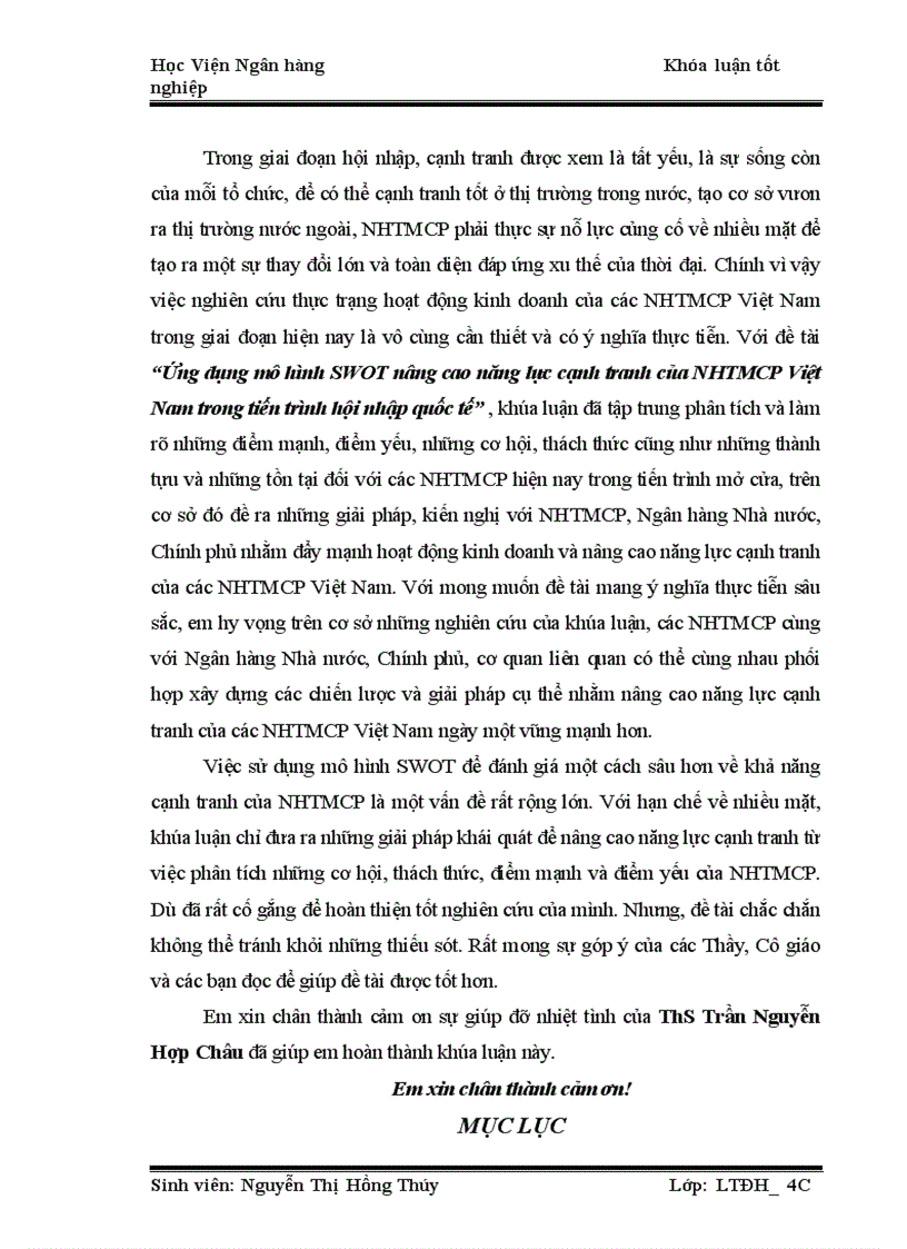 image for page Ứng dụng mô hình SWOT nâng cao năng lực cạnh tranh của các ngân hàng thương mại cổ phần Việt Nam trong tiến trình hội nhập quốc tế