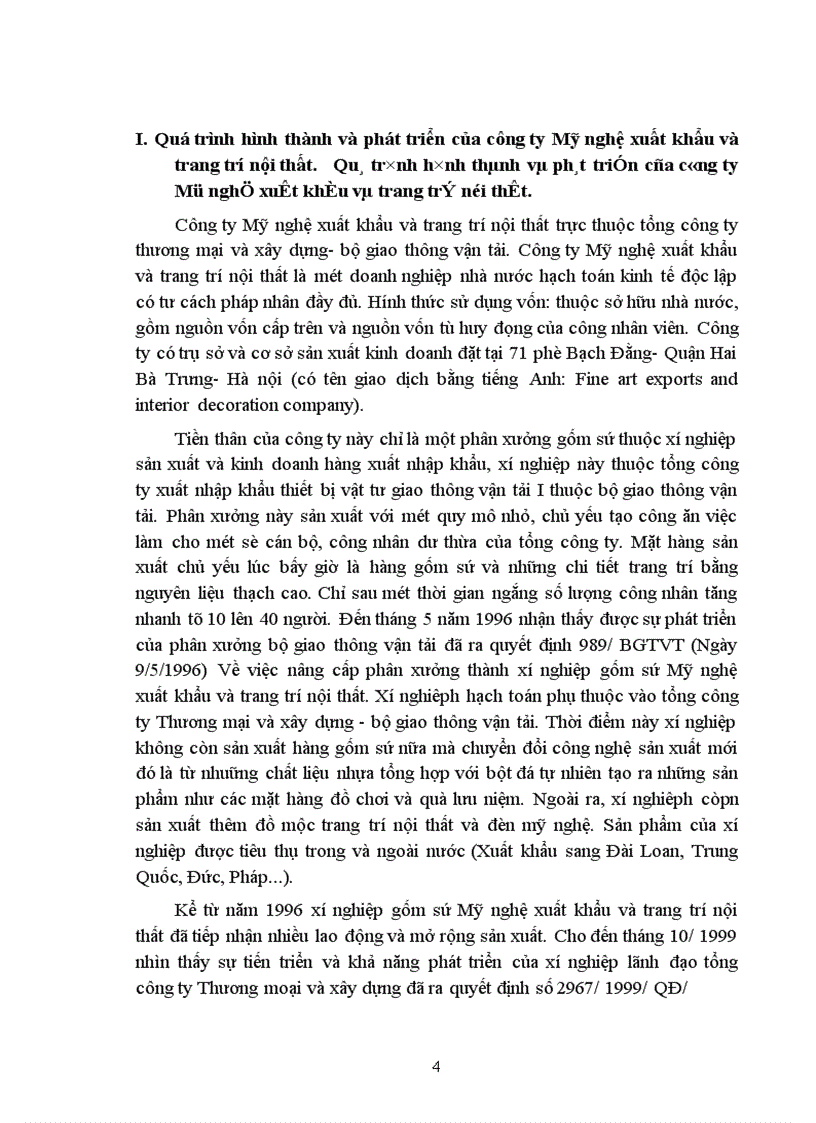 image for page Quá trình hình thành và phát triển của công ty Mỹ nghệ xuất khẩu và trang trí nội thất.