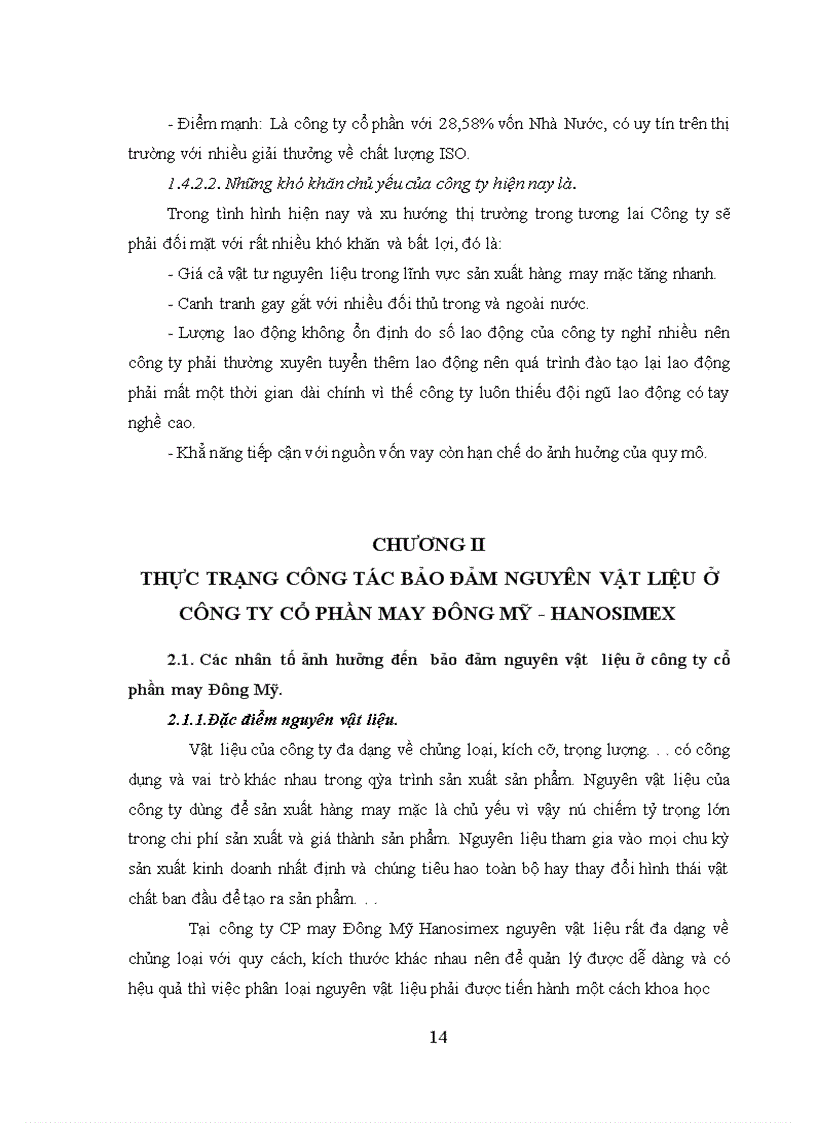 image for page Thực trạng công tác bảo đảm nguyên vật liệu ở công ty cổ phần may đông mỹ - hanosimex