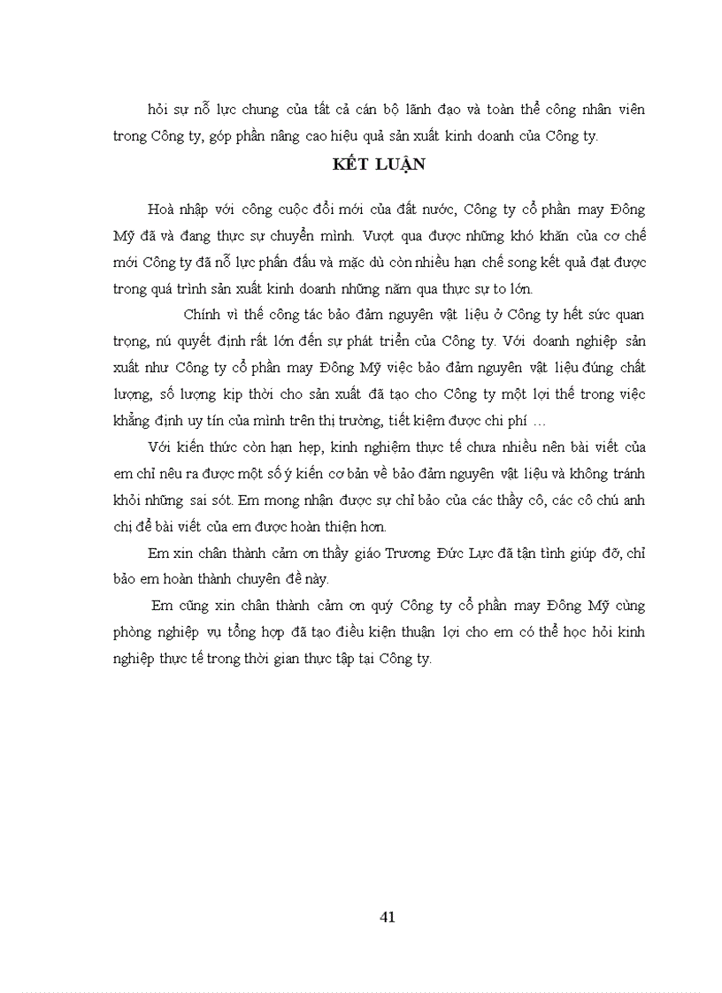 image for page Thực trạng công tác bảo đảm nguyên vật liệu ở công ty cổ phần may đông mỹ - hanosimex