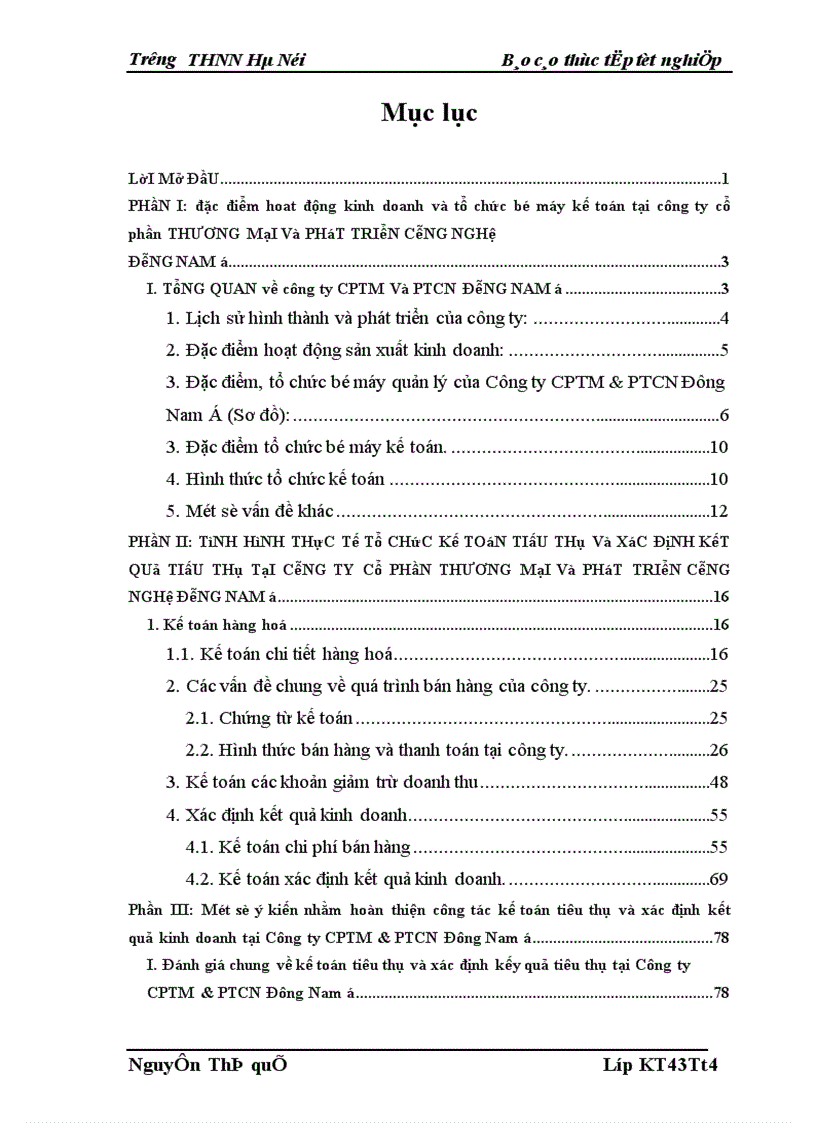 image for page Thực trạng kế toán tiêu thụ và xác định kết quả tại Công ty CPTM & PTCN Đông Nam á