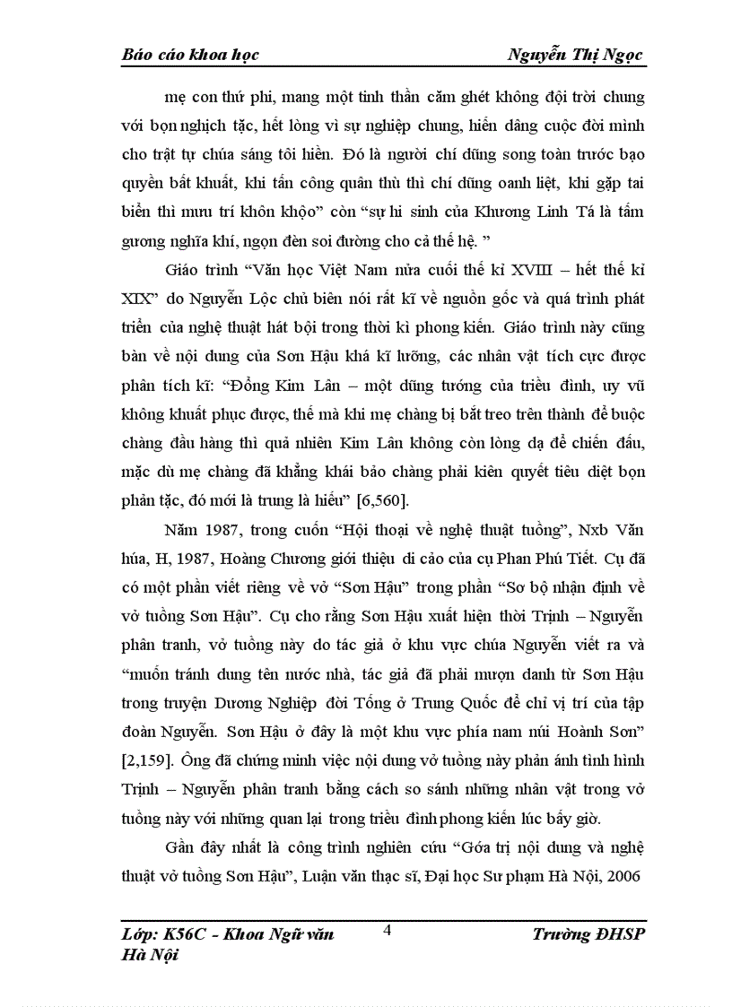 image for page Gía trị nội dung và nghệ thuật vở tuồng Sơn Hậu