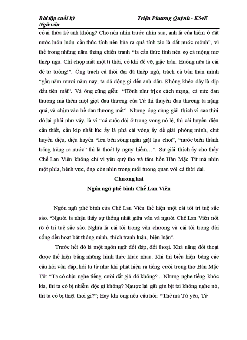 image for page Phong cách phê bình của Chế Lan Viên qua bài “Hàn Mặc Tử anh là ai”
