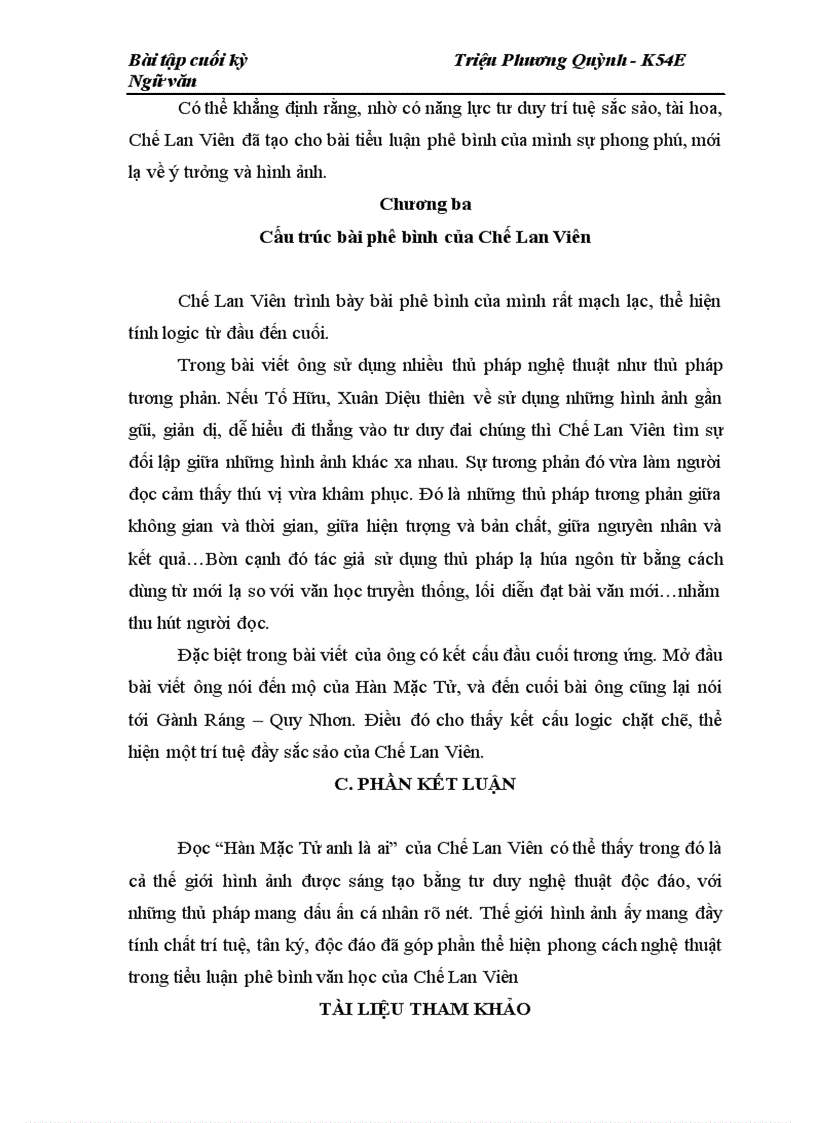 image for page Phong cách phê bình của Chế Lan Viên qua bài “Hàn Mặc Tử anh là ai”