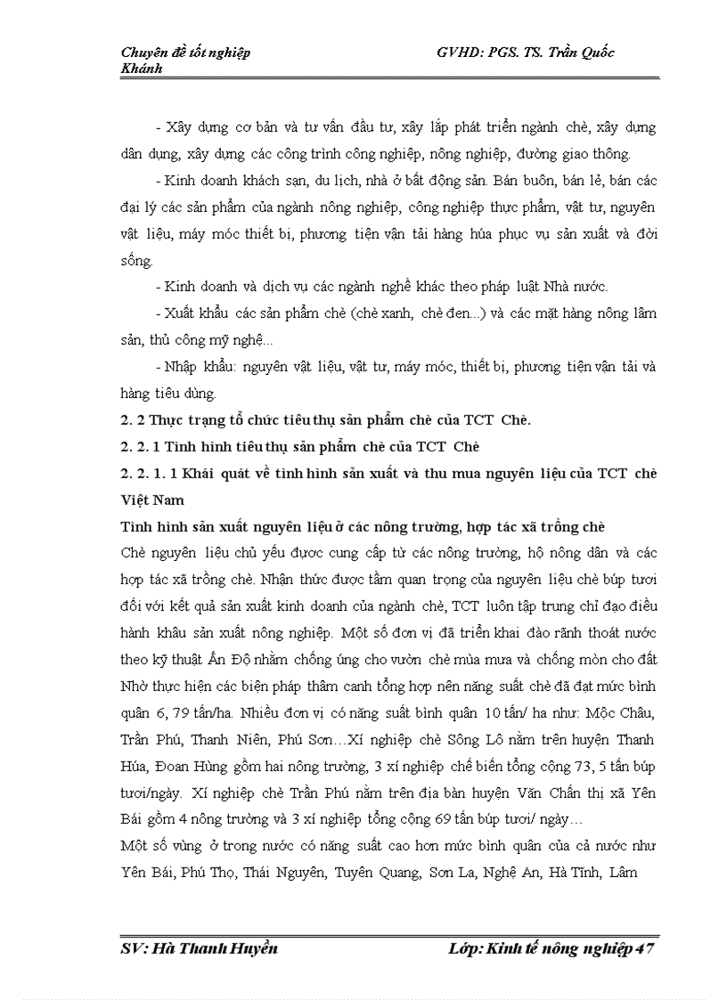 image for page Tổ chức tiêu thụ sản phẩm chè tại TCT Chè Việt Nam