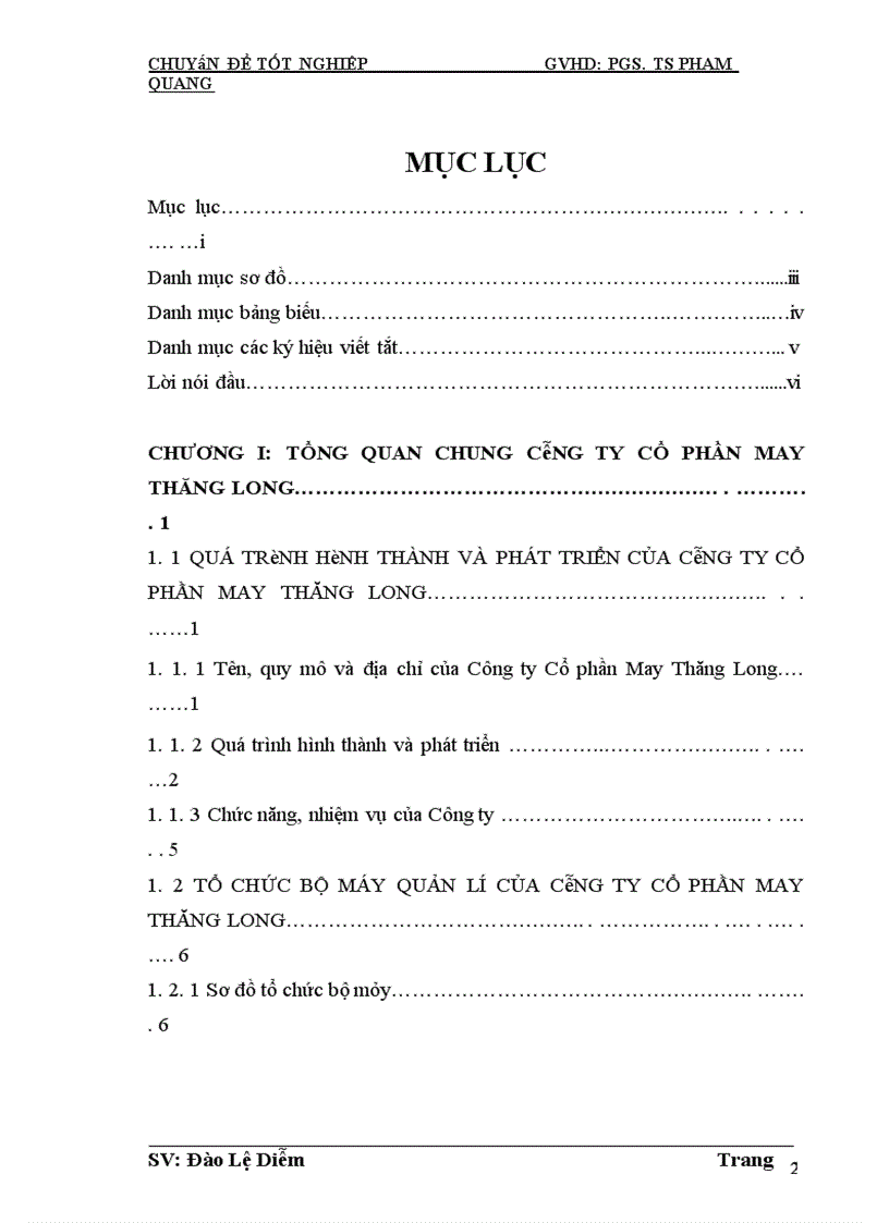 image for page Phân tích tình hình tiêu thụ và lợi nhuận tại Công ty Cổ Phần May Thăng Long