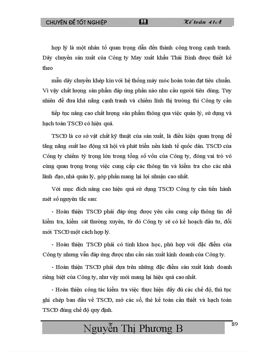 image for page Hoàn thiện kế toán TSCĐ với việc nâng cao hiệu quả sử dụng TSCĐ tại Công ty May xuất khẩu Thái Bình