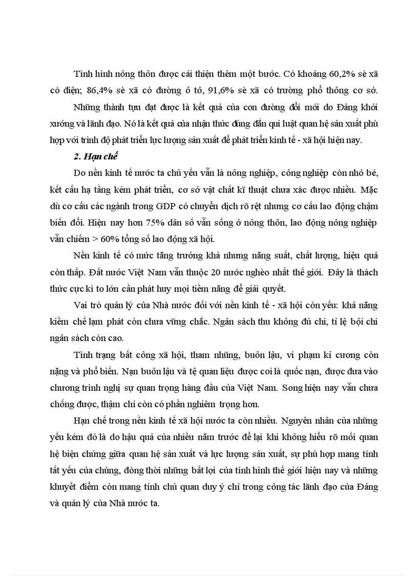 image for page Thành tựu và hạn chế trong phát triển kinh tế - xã hội của Việt Nam từ đổi mới đến nay
