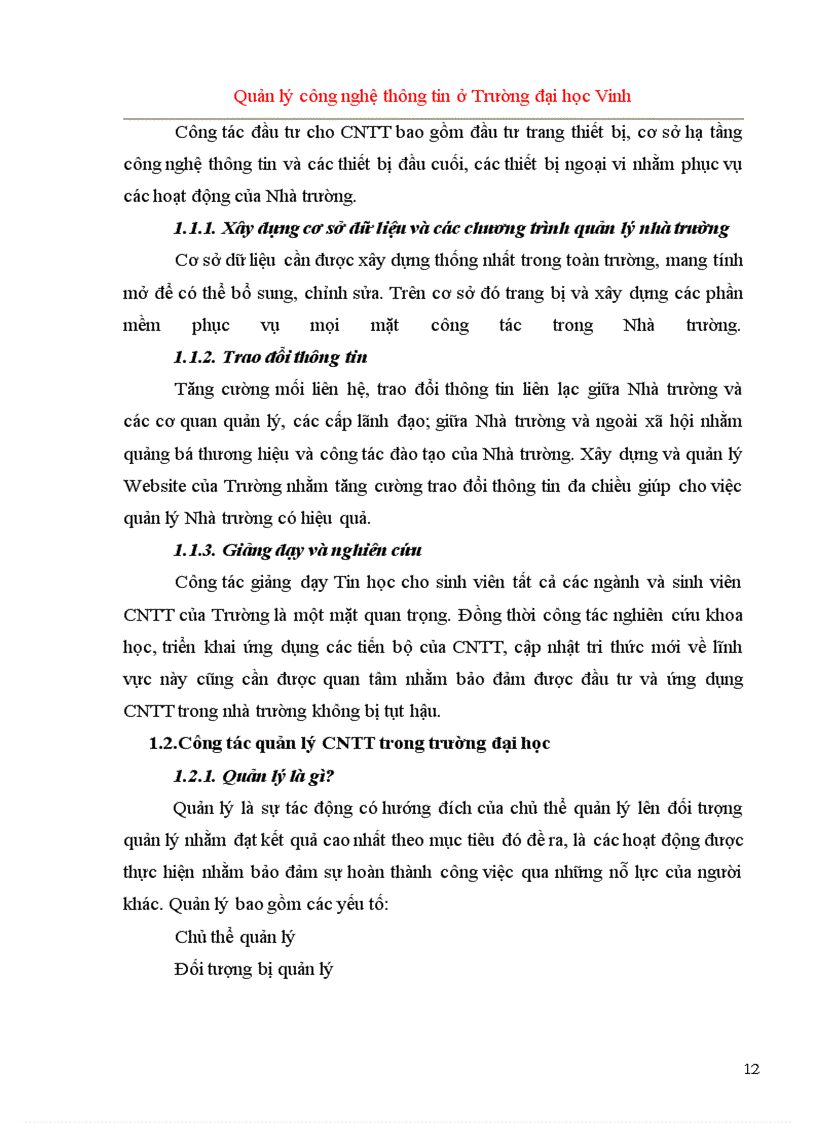 image for page Quản lý Công nghệ thông tin ở Trường Đại học Vinh