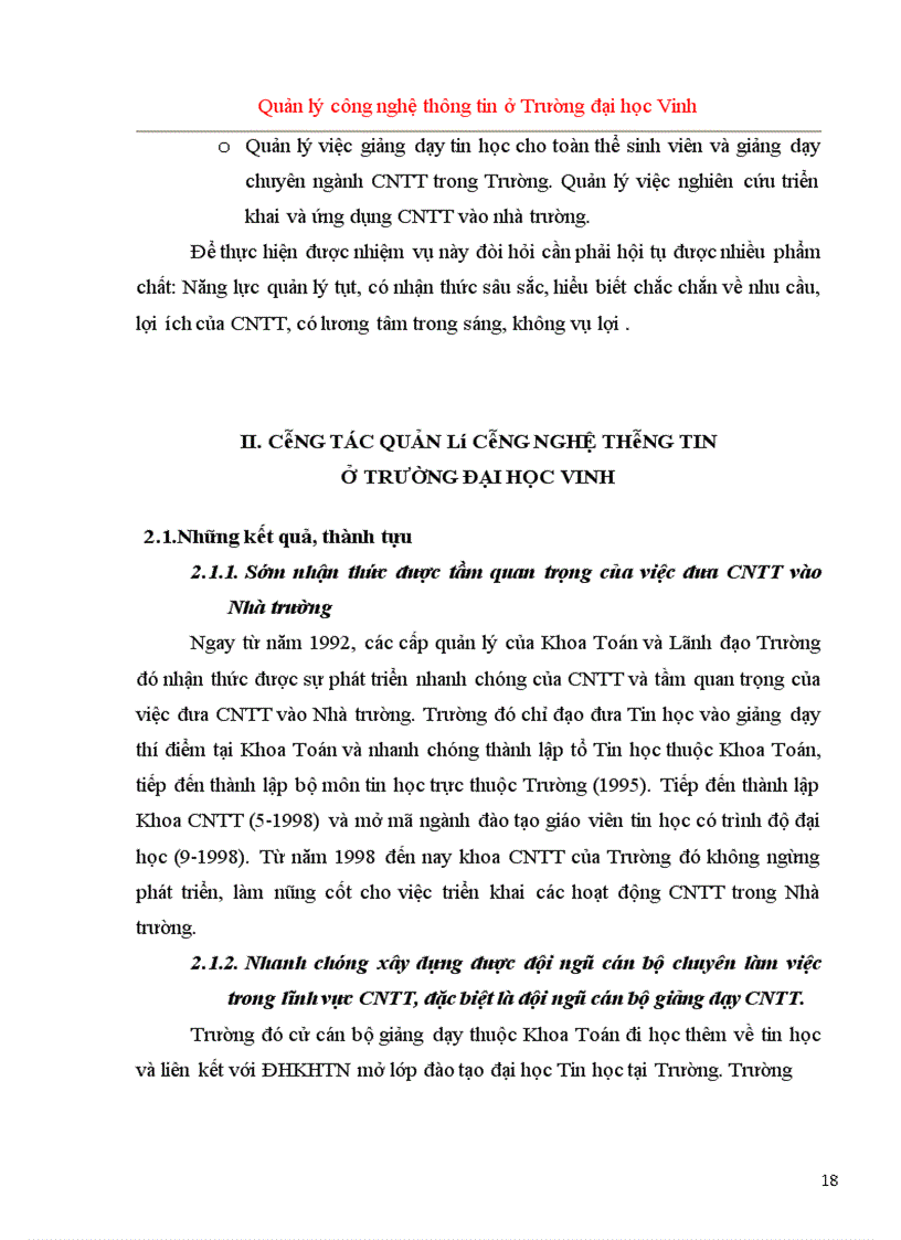 image for page Quản lý Công nghệ thông tin ở Trường Đại học Vinh