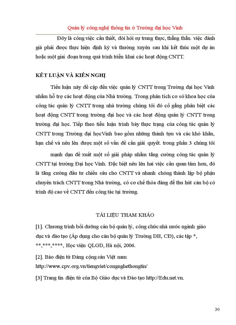 image for page Quản lý Công nghệ thông tin ở Trường Đại học Vinh