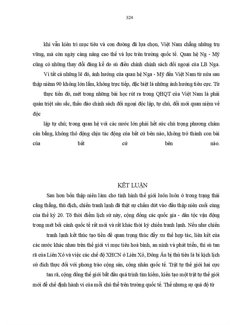 image for page Sự vận động của quan hệ Nga- Mỹ sau chiến tranh lạnh và ảnh hưởng của quan hệ đó đến Việt Nam