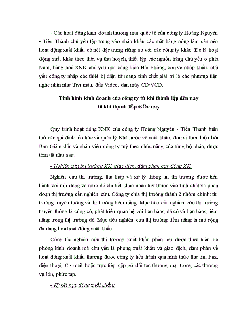 image for page Đánh giá sơ bộ kết quả hoạt động kinh doanh XNK của công ty Hoàng Nguyên - Tiến Thành