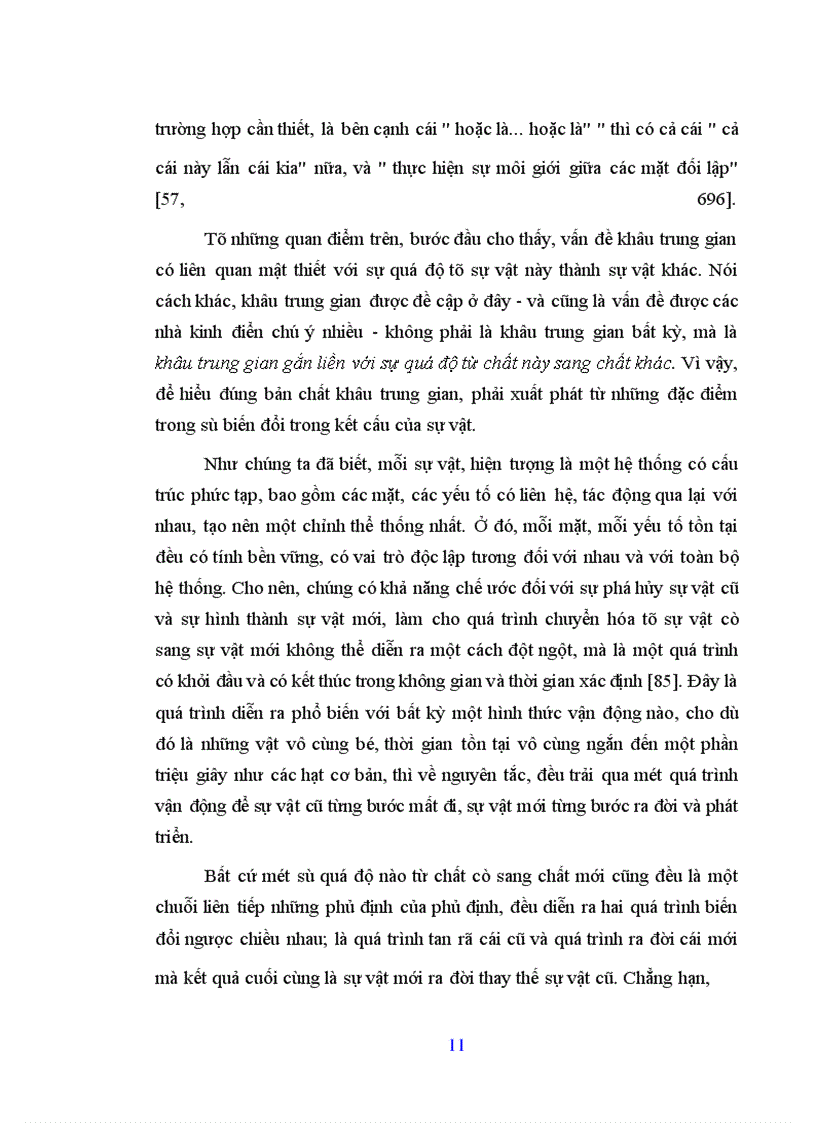 image for page Khâu trung gian với tính cách là trạng thái tồn tại của sự vật trong quá trình chuyển hóa về chất