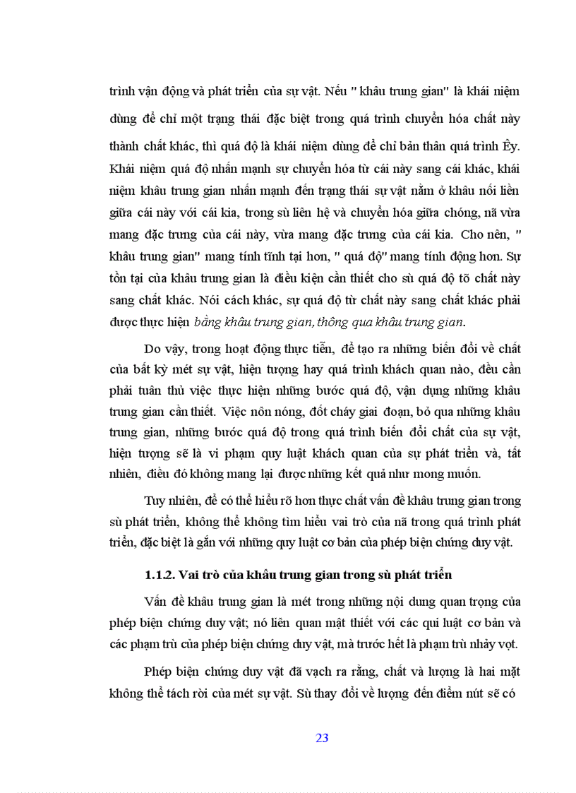 image for page Khâu trung gian với tính cách là trạng thái tồn tại của sự vật trong quá trình chuyển hóa về chất