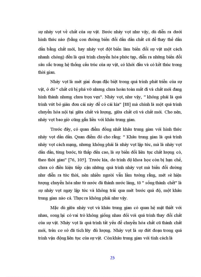 image for page Khâu trung gian với tính cách là trạng thái tồn tại của sự vật trong quá trình chuyển hóa về chất