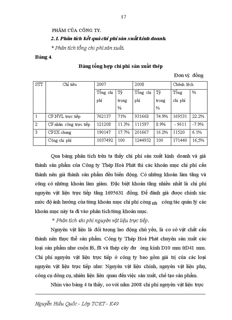 image for page Phân tích đánh giá tình hình chi phí và giá thành của công ty
