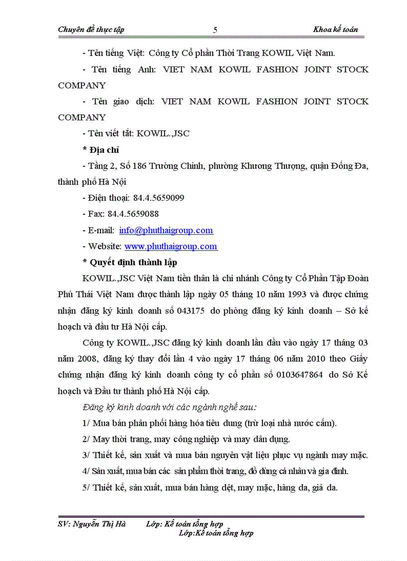 image for page Hoàn thiện kế toán tiền lương và các khoản trích theo lương tại Công ty Cổ phần thời trang Kowil Việt Nam