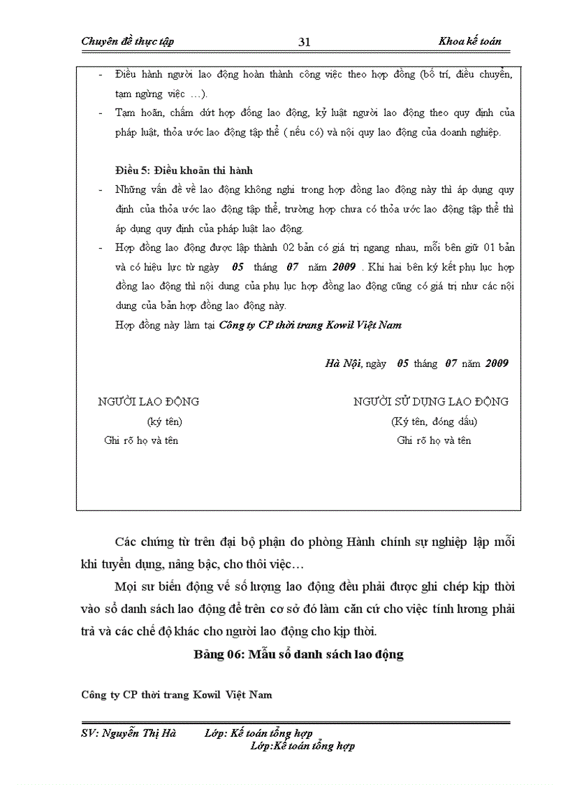 image for page Hoàn thiện kế toán tiền lương và các khoản trích theo lương tại Công ty Cổ phần thời trang Kowil Việt Nam