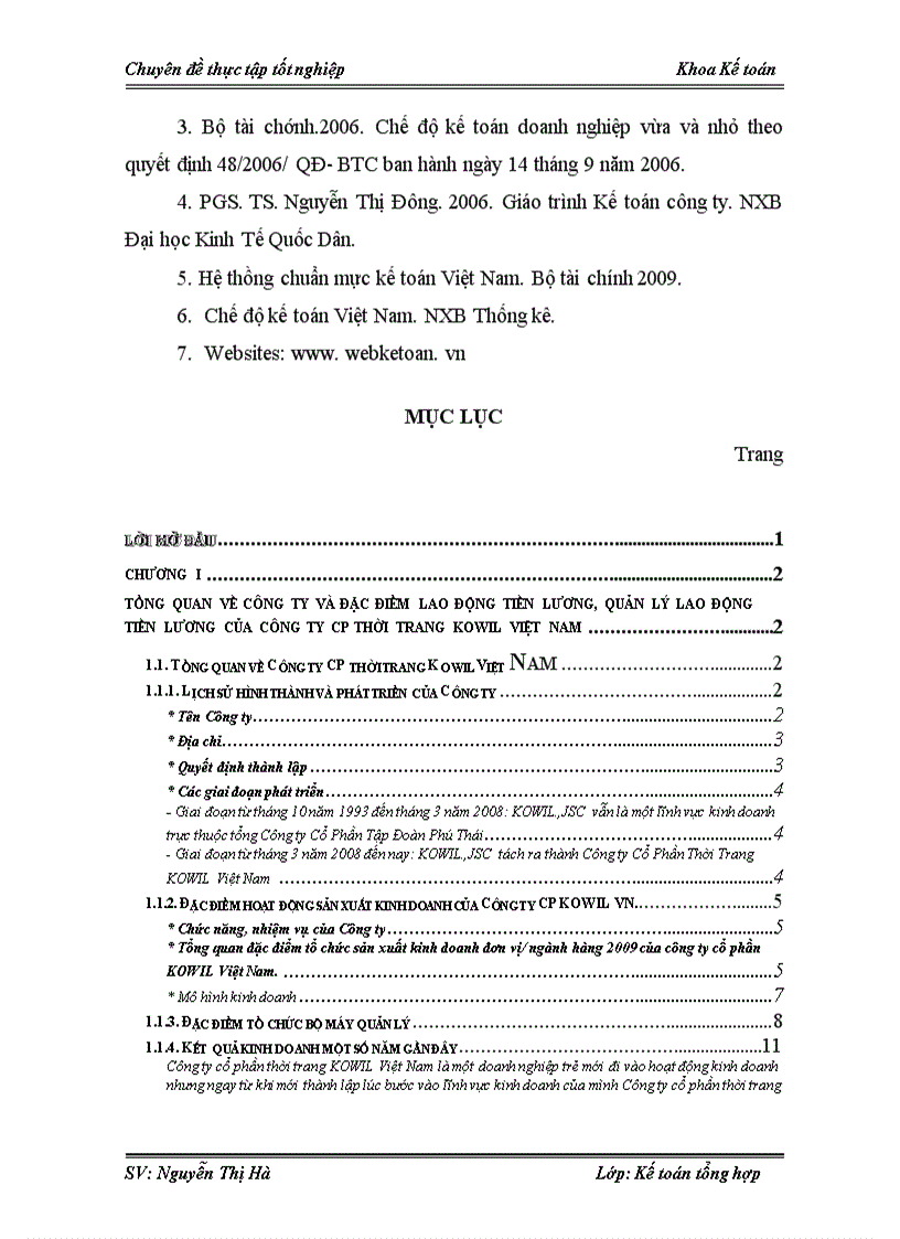 image for page Hoàn thiện kế toán tiền lương và các khoản trích theo lương tại Công ty Cổ phần thời trang Kowil Việt Nam