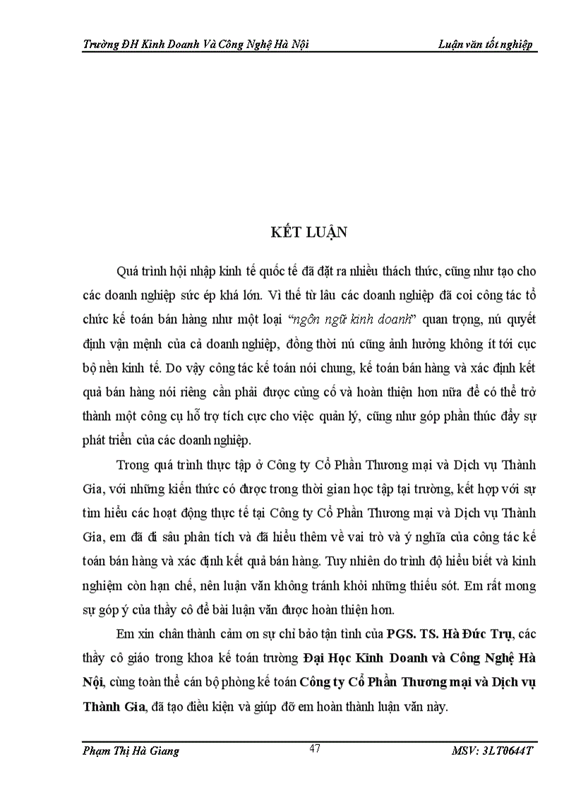 image for page Kế toán bán hàng và xác định kết quả bán hàng tại Công ty Cổ phần Thương mại và dịch vụ Thành Gia