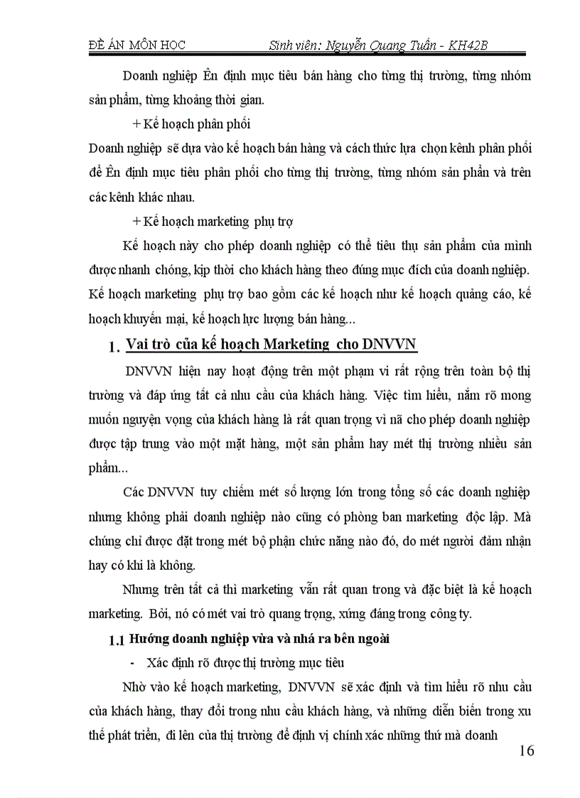 image for page Kế hoạch Marketing và vai trò của kế hoach Marketing trong DNVVN